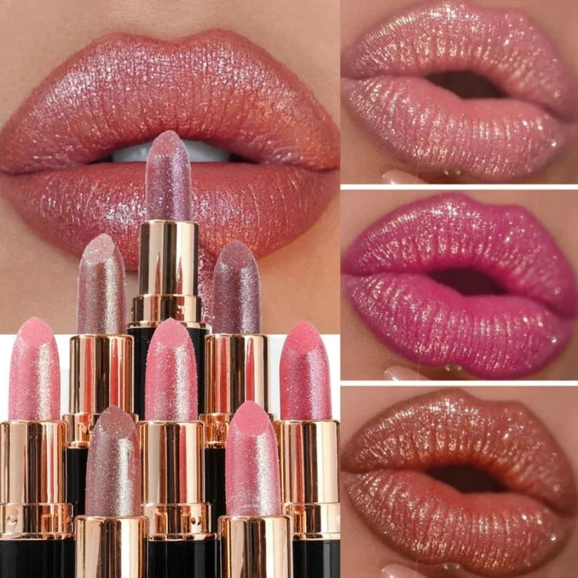 💖🔥Brillo Labial con Purpurina & Diamantes – KIT x 6 (A Prueba de Agua)