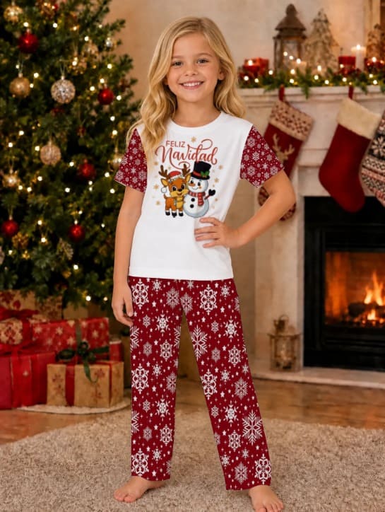 Pijama Navidad Feliz niña ☃️